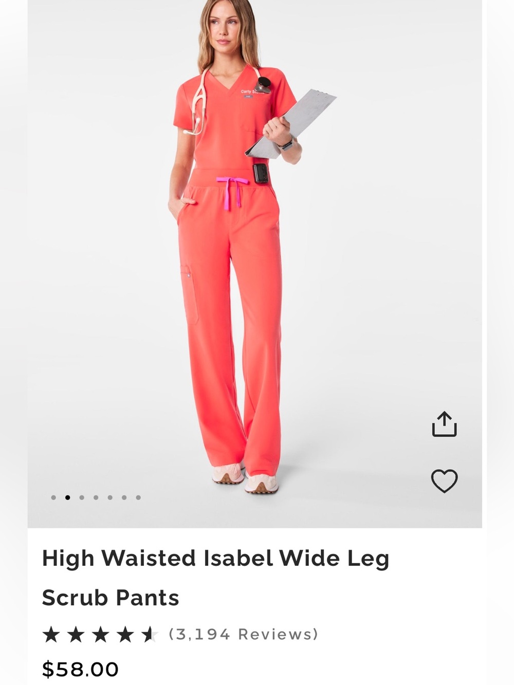 Figs Fireside Wide Leg Isabel Scrub Pants - Picture 7 of 7